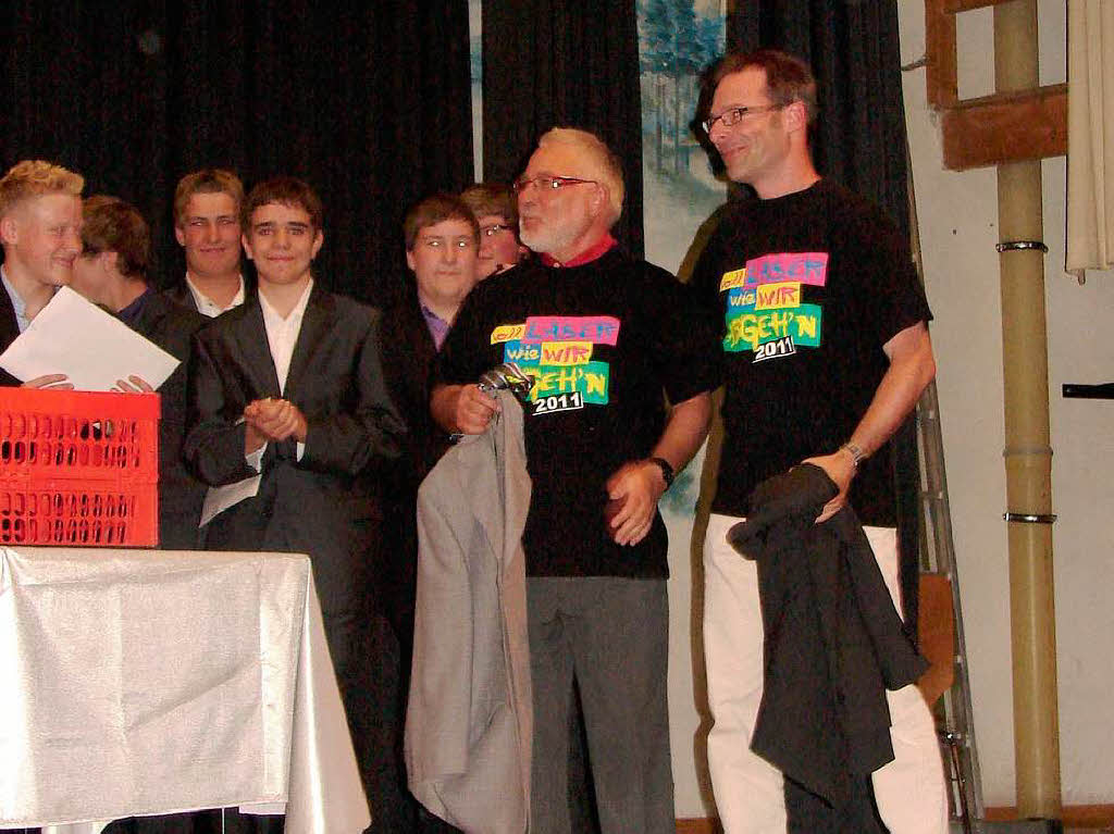 Fr (fast) jeden Spa zu haben: Die beiden Klassenlehrer Holger Thomsen (rechts) und Arno Grtner.