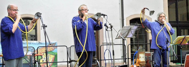 Drei Glfiler mit selbst kreierten Trompeten   | Foto: Bianca Flier