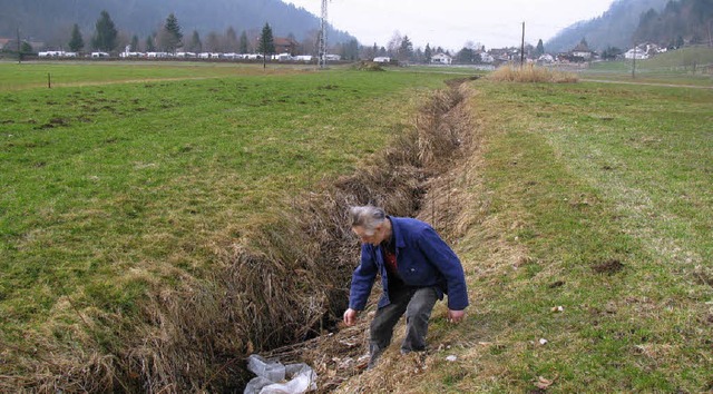 Harmlos sieht er aus, der Hasengrundba...ebliche Hochwassergefahr gebracht hat.  | Foto: M. Lange