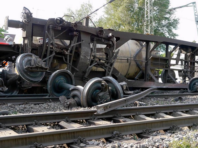 Eine gebrochene Achse hat wohl das Mllheimer Zugunglck vom 20. Mai ausgelst.  | Foto: Katharina Meyer