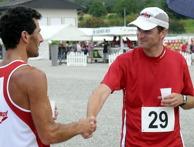 Erster und Zweiter des Hauptlaufs in O...us Birk (links) und Thorsten Burkart.   | Foto: Wolfgang Knstle