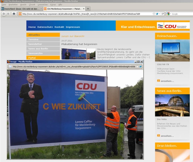 C wie Zukunft: Die CDU Mecklenburg-Vor...ihrer Website das neue Wahlplakat vor.  | Foto: Screenshot: www.cdu-mecklenburg-vorpommern.de