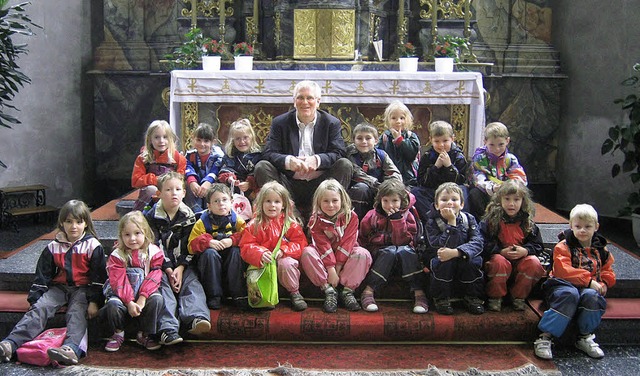 Gr Gott, Herr Pfarrer: Auch ein Kirc...knftigen Schulanfnger aus Prechtal.   | Foto: Kindergarten