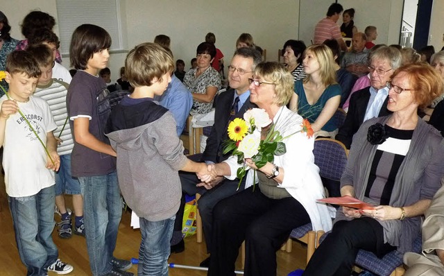 Nach 18 Jahren Verantwortung fr die G... Schlern gab es zum Abschied Blumen.   | Foto: Hlter-Hassler