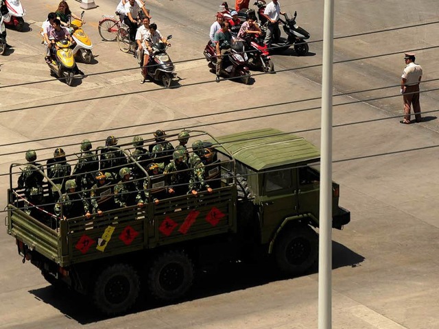 Hohe Militrprsenz herrscht in der Oasenstadt Kashgar.  | Foto: AFP