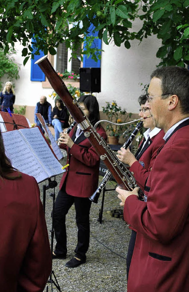 Der Musikverein beim Serenadenkonzert im Pfarrgarten.   | Foto: Axel Drber