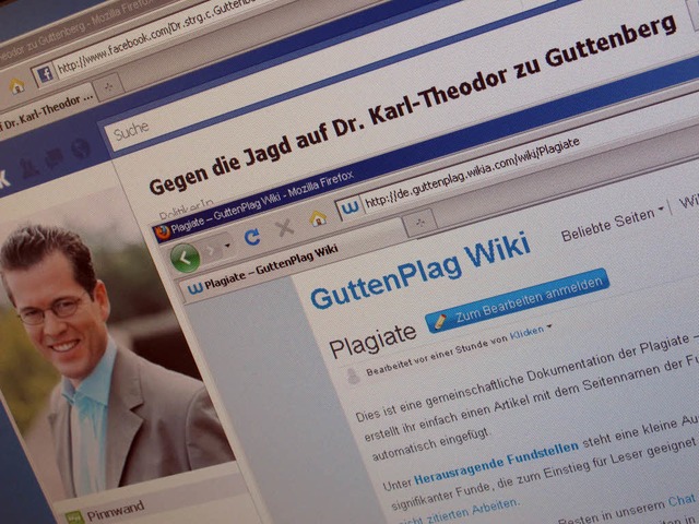 Der Screenshot zeigt eine Pro-Guttenbe...teidigungsminister Guttenberg fhrten.  | Foto: dpa