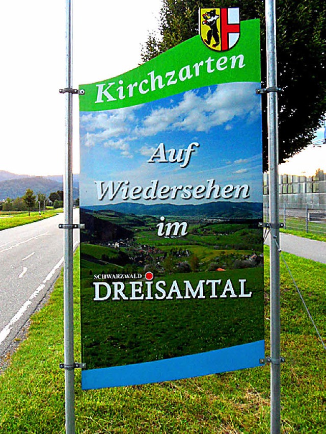 Werbeschild des Tourismusvereins Dreisamtal &#8211; Beispiel aus Kirchzarten.   | Foto: Paulina Grimm