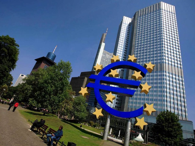 Die letzte Verteidigungslinie &#8211; die Europische Zentralbank in Frankfurt.   | Foto: dapd