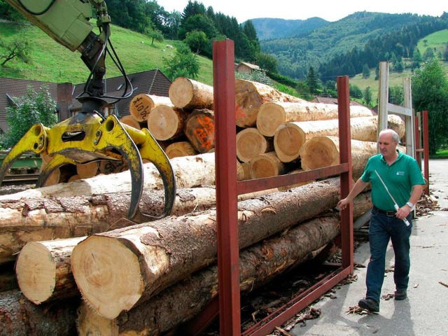 Das Holz, aus denen die Bnke hergestellt werden, lagert bereits im Sgewerk.  | Foto: Manfred Lange