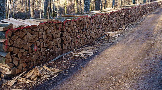 Endlos lange Holzbeugen, wie hier in H... zeugen von der guten Holzkonjunktur.   | Foto: schleer