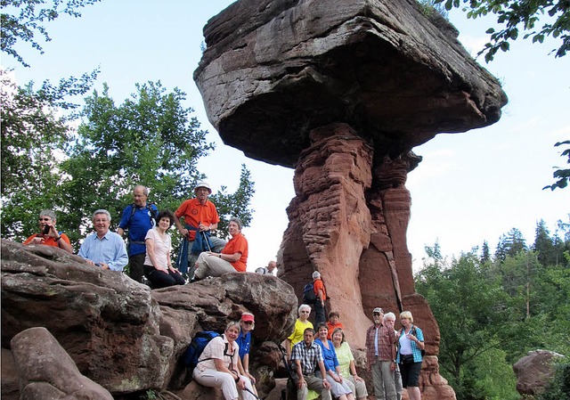 Die Wandergruppe Markgrflerland Kleinkems am Teufelstisch bei Hinterweidental.   | Foto: privat