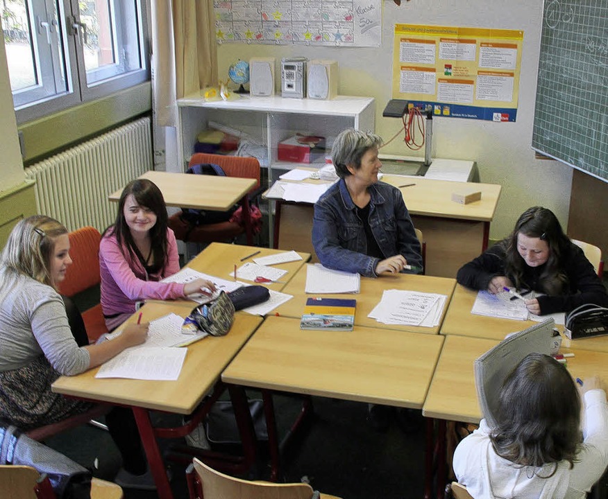 Unterricht in der Kleingruppe: So sieh...hule in der Markgrafen-Realschule aus.  | Foto: Eileen Woestmann