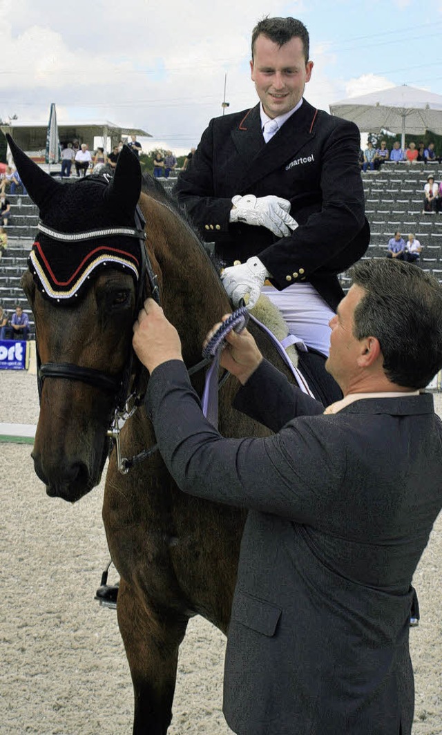 Fr das Finale in Mnster gerstet. St...ing bei der  Siegerehrung in Marbach.   | Foto: Leiss