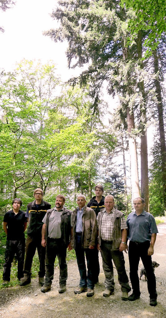 CDU-Landtagsabgeordneter Patrick Rapp (Mitte) unterwegs im Staufener Wald.  | Foto: M. Burkert