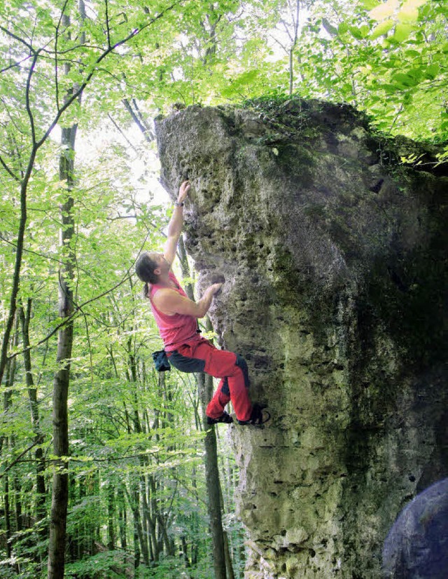 Toll zum Klettern: der &#8222;Strenge Felsen&#8220; bei Degerfelden   | Foto: nicole mai