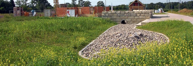 Nur angedeutet: Ein grobkrniges Steinbett stilisiert den Wasserlauf.  | Foto: Markus Maier