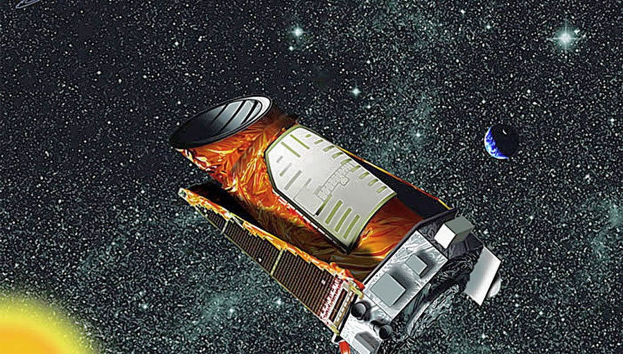 Kepler-10 (oben):  der erste vom Satellit (unten) entdeckte Felsplanet   | Foto: AFP