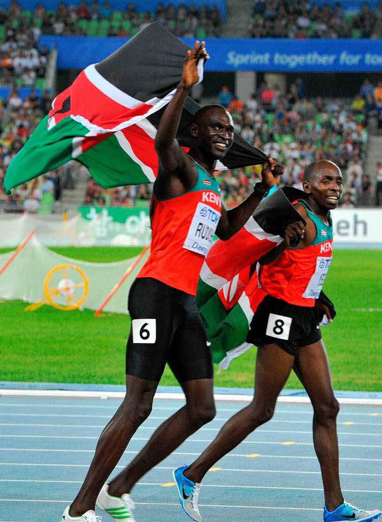 Ganz leichtfig rannte Kenias 800-Meter-Star David Rudisha zu seinem ersten internationalen Titel.