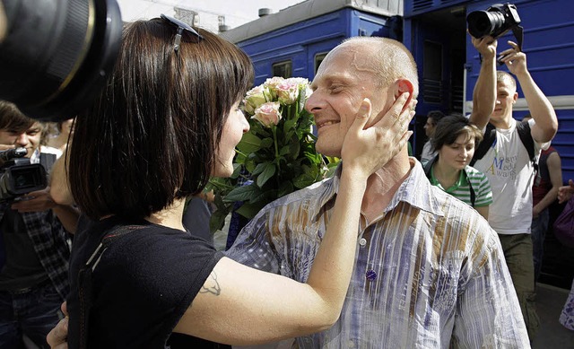 Der politische Gefangene Dmitri Drozd ...t aus dem Gefngnis entlassen worden.   | Foto: DPA
