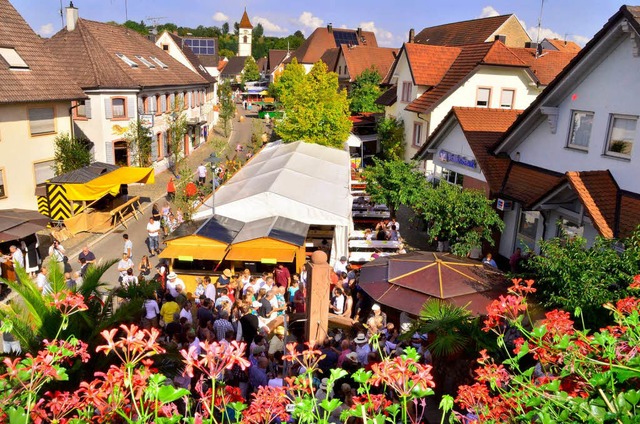 Bei  hochsommerlichen Temperaturen wur...s 17. Malterdinger Weinfest  erffnet.  | Foto: Dieter Erggelet