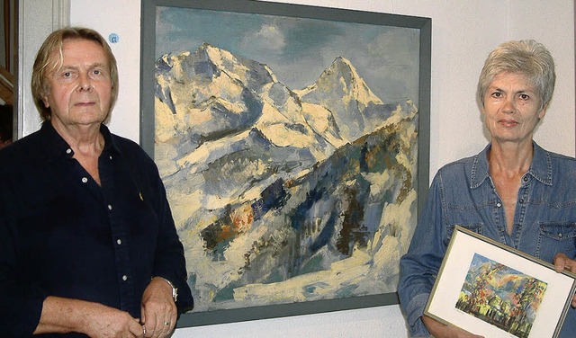 In der Ausstellung &#8222;Blaue Berge&... aus Wieslet, ein Pastell von Ludwig.   | Foto: roswitha frey