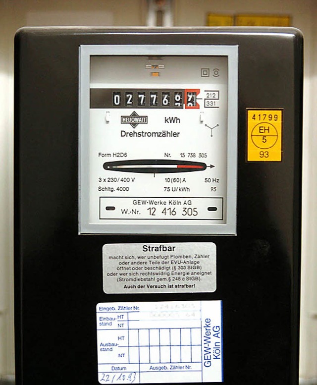 Der Zhler soll den Strom zugunsten de...fingen und Brunlingen registrieren.   | Foto: DPA