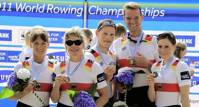 Christiane Quirin (Zweite von links) g...uder- WM in Bled die Bronze-Medaille.   | Foto: privat