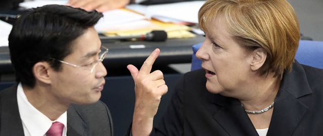 Kanzlerin  Angela Merkel  drfte ber ...sler nicht sehr erfreut gewesen sein.   | Foto: dpa