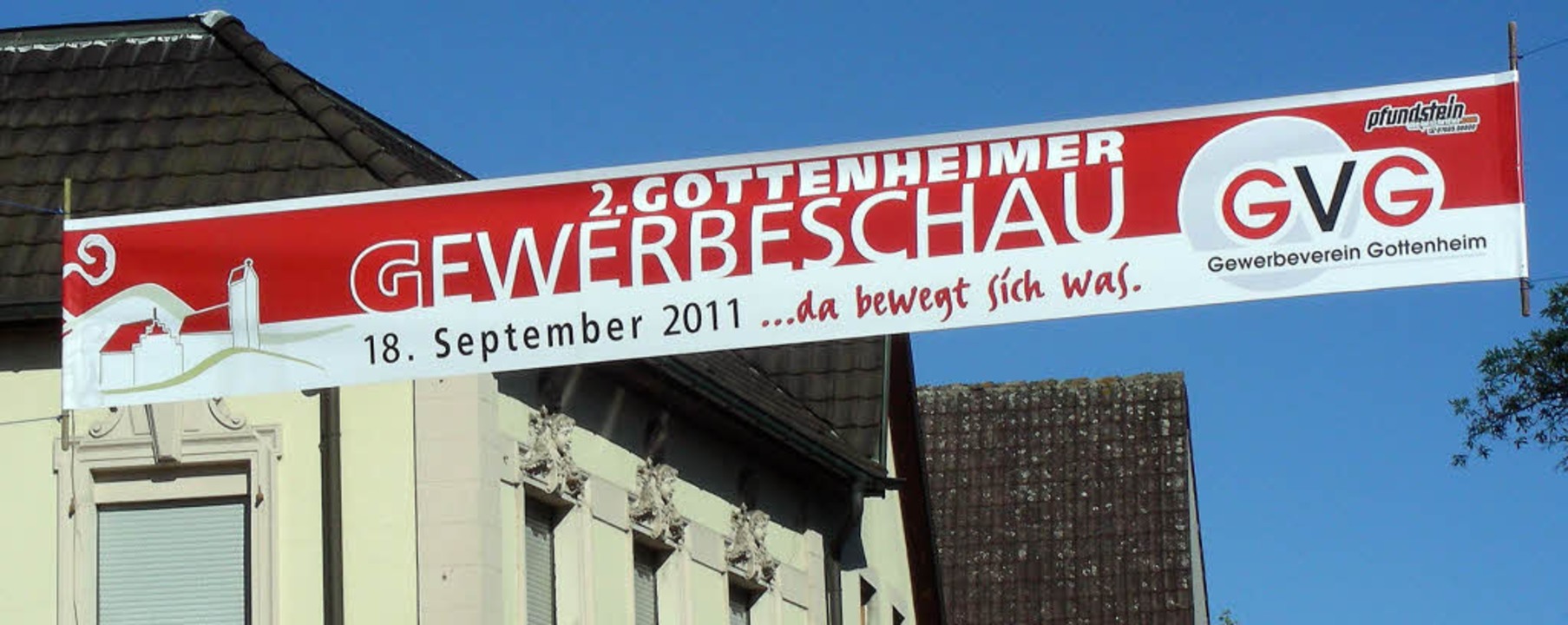 Mit groen Transparenten wirbt Gottenh...seine zweite Gewerbeschau am Sonntag.   | Foto: mario schneberg
