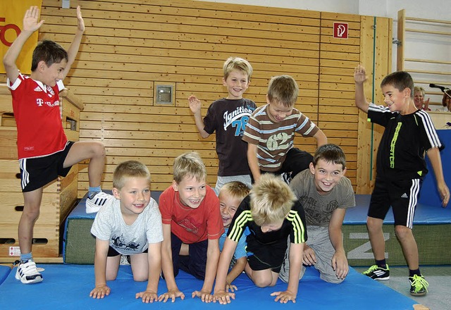 Viel Spa  hatten beim Jubilumsprogra...n  auch  die Jungs vom Bubenturnen.     | Foto: Melanie Dramac