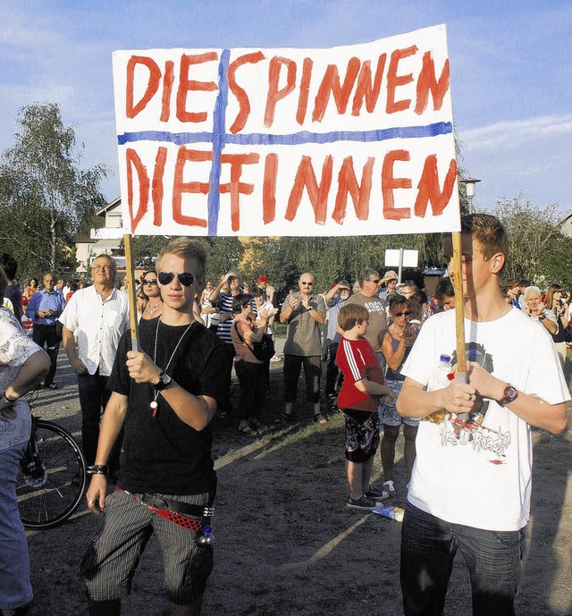 Auf Plakaten machten die Demonstranten ihrer Wut Luft.   | Foto: dehmel