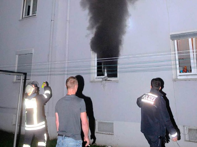 Die Feuerwehr im Einsatz.  | Foto: Wolfgang Knstle