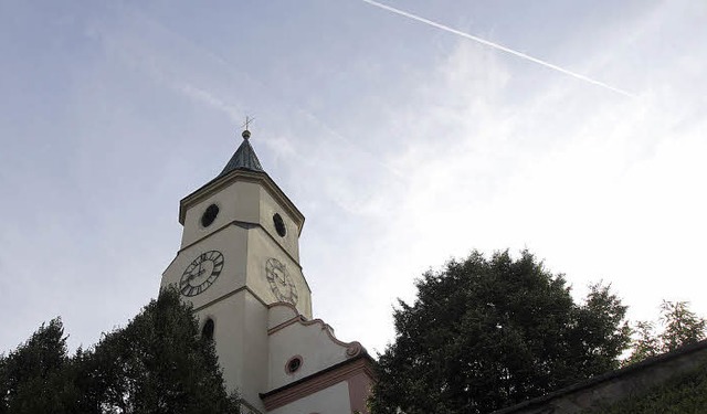 ber die Schliengener Kirche St. Leode...sich trotzdem auf den Besuch von oben.  | Foto: Patrik Mller