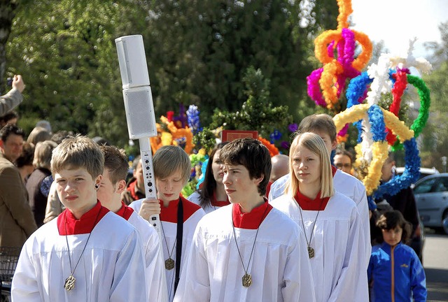 Viele der Gundelfinger Ministranten, h...m Freiburger Messegelnde teilnehmen.   | Foto: andrea steinhart