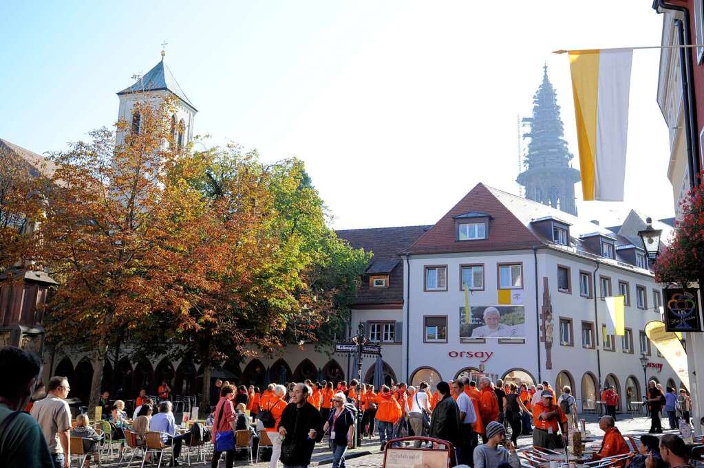 Vorbereitungen fr den Besuch Benedikts XVI. in Freiburg.