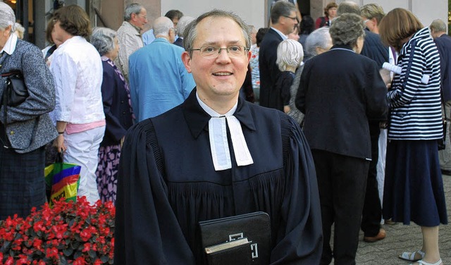 Jobst Bsenecker, der neue Pfarrer von... Gottesdienst in der Mengener Kirche.   | Foto: axel Drber