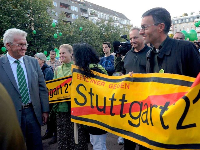 Gegner von Stuttgart 21 gibt es vieler... Besuch zufrieden feststellen konnte.   | Foto: dpa