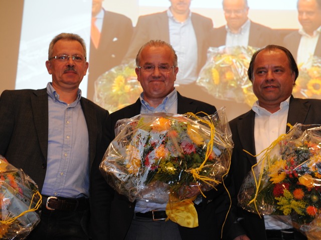 Heinrich Breit, Fritz Keller und  Martin Weimer bei der Mitgliederversammlung  | Foto: Patrick Seeger