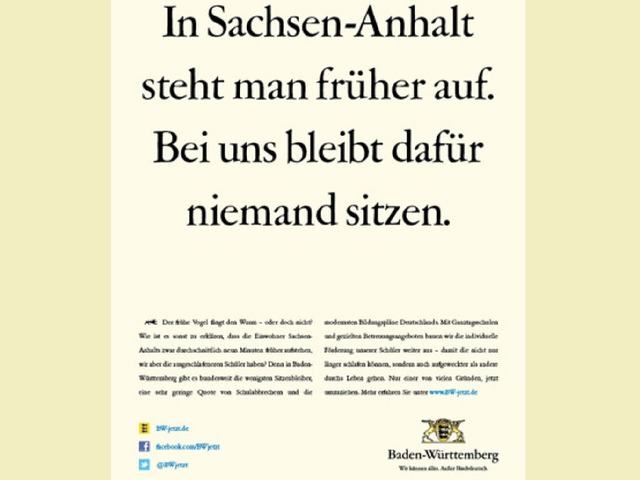 Imagekampagne: Baden-Wrttemberg verppelt mit diesem Spruch Sachsen-Anhalt 