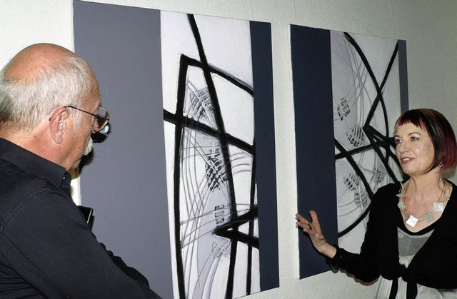 Bei der Vernissage: Hans Benesch im Ge...t der Knstlerin Anne-Marie Sprenger.   | Foto: Janzer