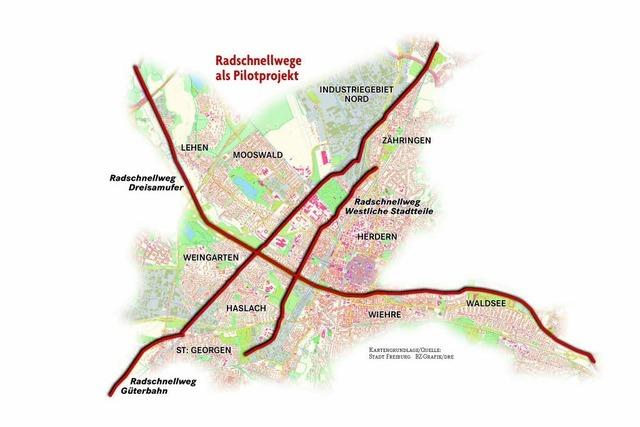 Pilotprojekt: Drei neue Rad-Schnellwege in Freiburg