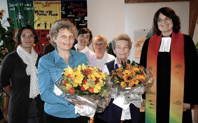 Monika Benz und Marianne Meyer (vorn v...nz, Birgit Schler und Christel Weise.  | Foto: Chris Seifried