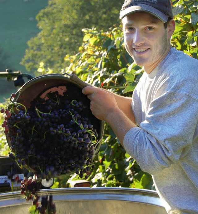 Christoph Blattmann freut sich ber die gute Ernte.   | Foto: A. Steinhart