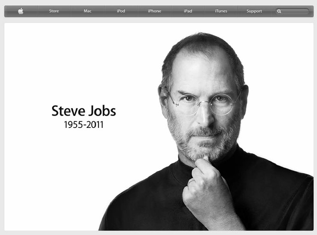 Apple meldete Steve Jobs&#8217; Tod auf seiner Website. 