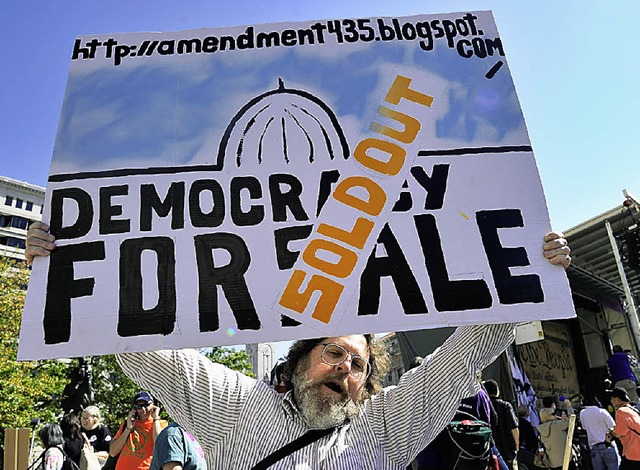 Ausverkauf der Demokratie? Der Protest hat sich auf Washington ausgeweitet.  | Foto: AFP
