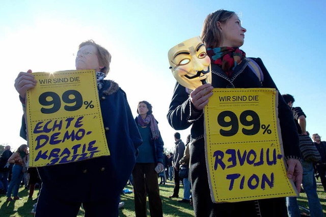 Der Protest gegen die Macht der Banken ist auch in Deutschland angekommen.  | Foto: dapd