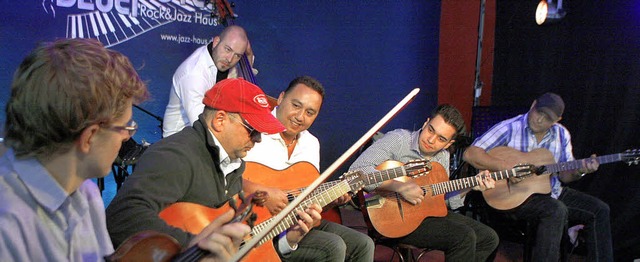 Alles gut gelaufen bei der Gypsy-Jazz-... (Bass), Gismo Graf und Jordan Weiss.   | Foto: heidi fssel