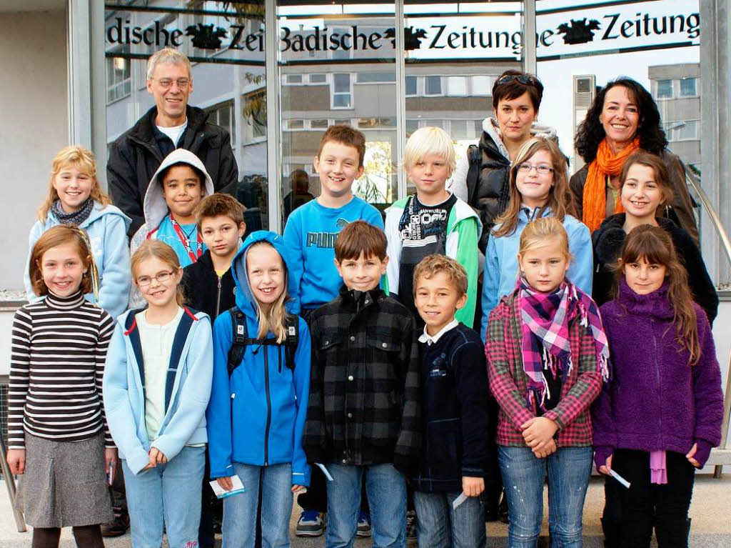 Die Klasse 4 der Alemannenschule Schallstadt-Mengen aus Schallstadt mit ihrer Lehrerin Karin Modlich