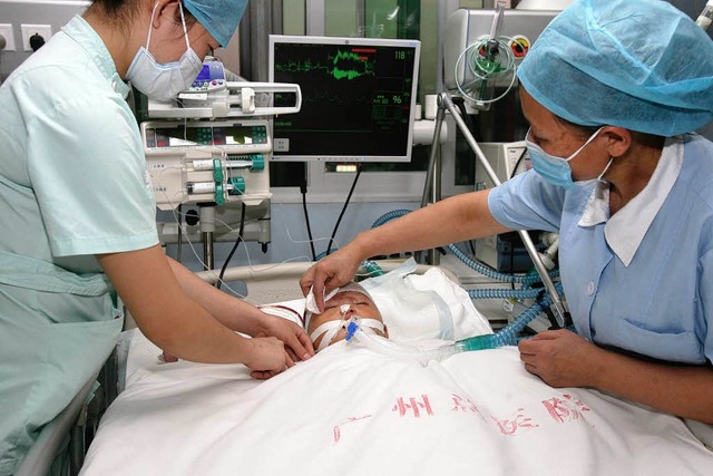 Wang Yue in der Klinik, als sie noch lebte  | Foto: afp